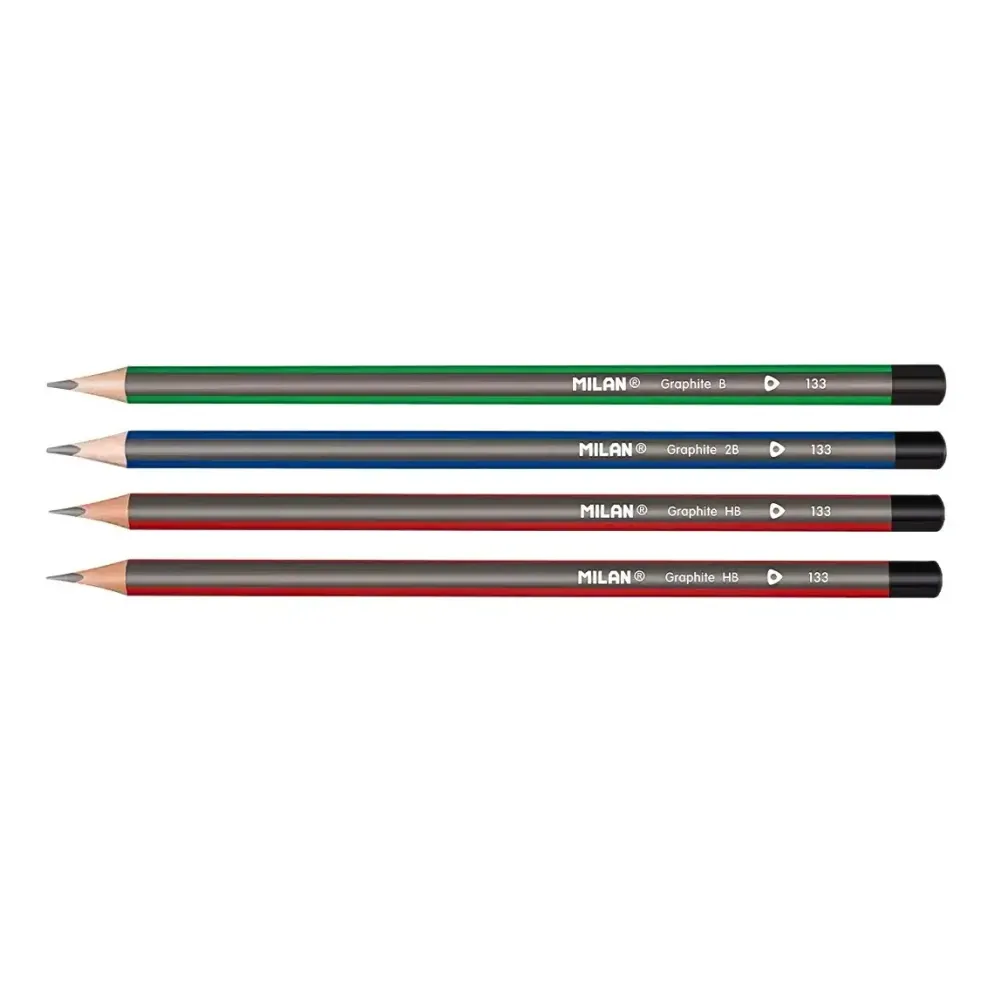 Milan Graphite Pencil Set with 430 Eraser – HB, B & 2B Leads
