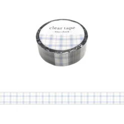 Mind Wave Clear Tape 15mm - Blue Check