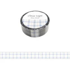 Mind Wave Clear Tape 15mm - Blue Check