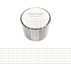 Mind Wave Clear Tape 30mm - Vintage Grid Pattern