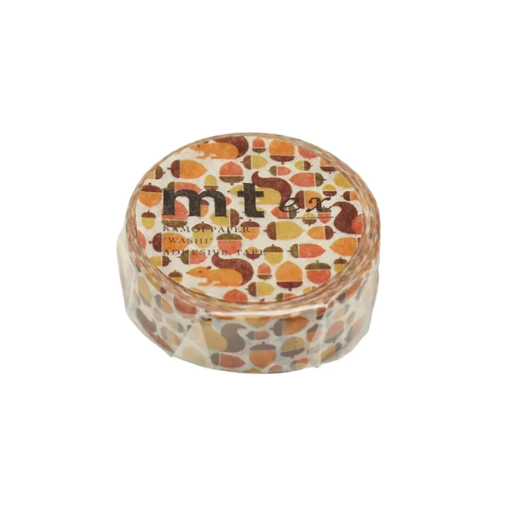 mt ex Washi Tape - Squirrels and Acorns - 15mm