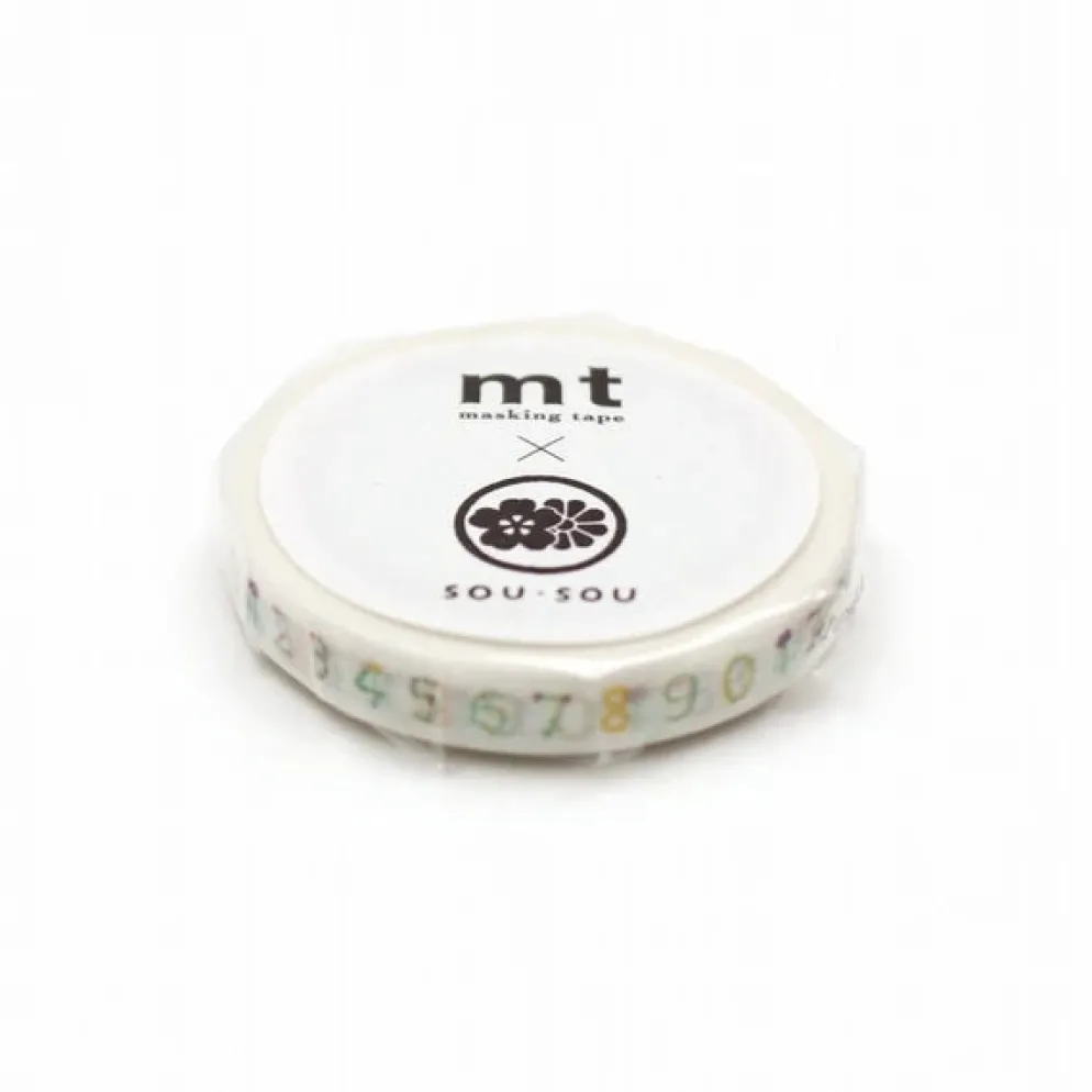 mt x SOU.SOU 7mm Slim Washi Tape - Floral Numbers