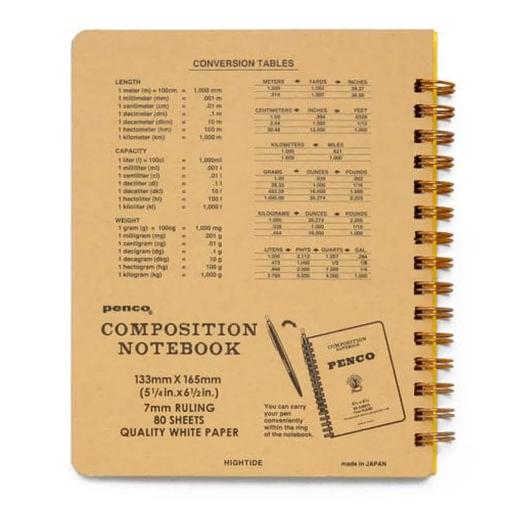Penco Composition Notebook (L) – Spiral Bound, 7mm Ruled, 80 Sheets, A5