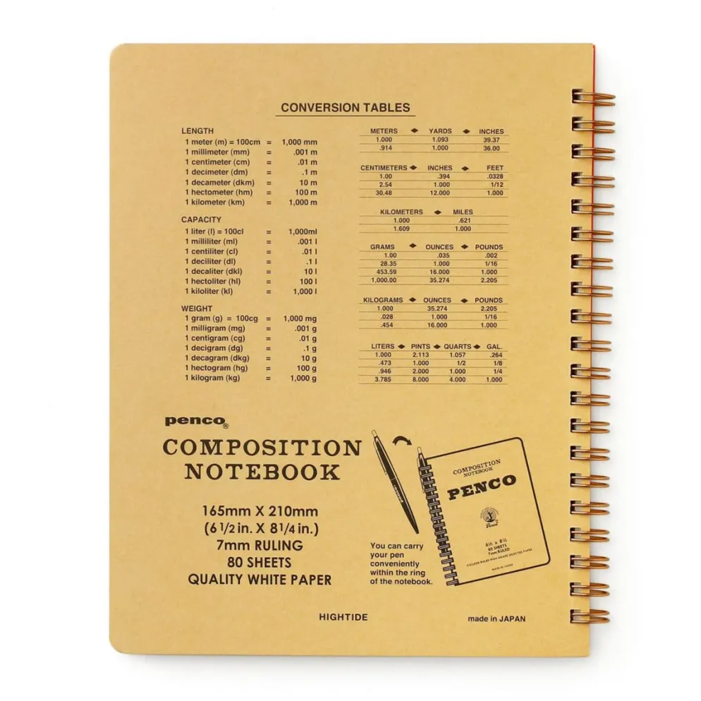 Penco Composition Notebook (L) – Spiral Bound, 7mm Ruled, 80 Sheets, A5