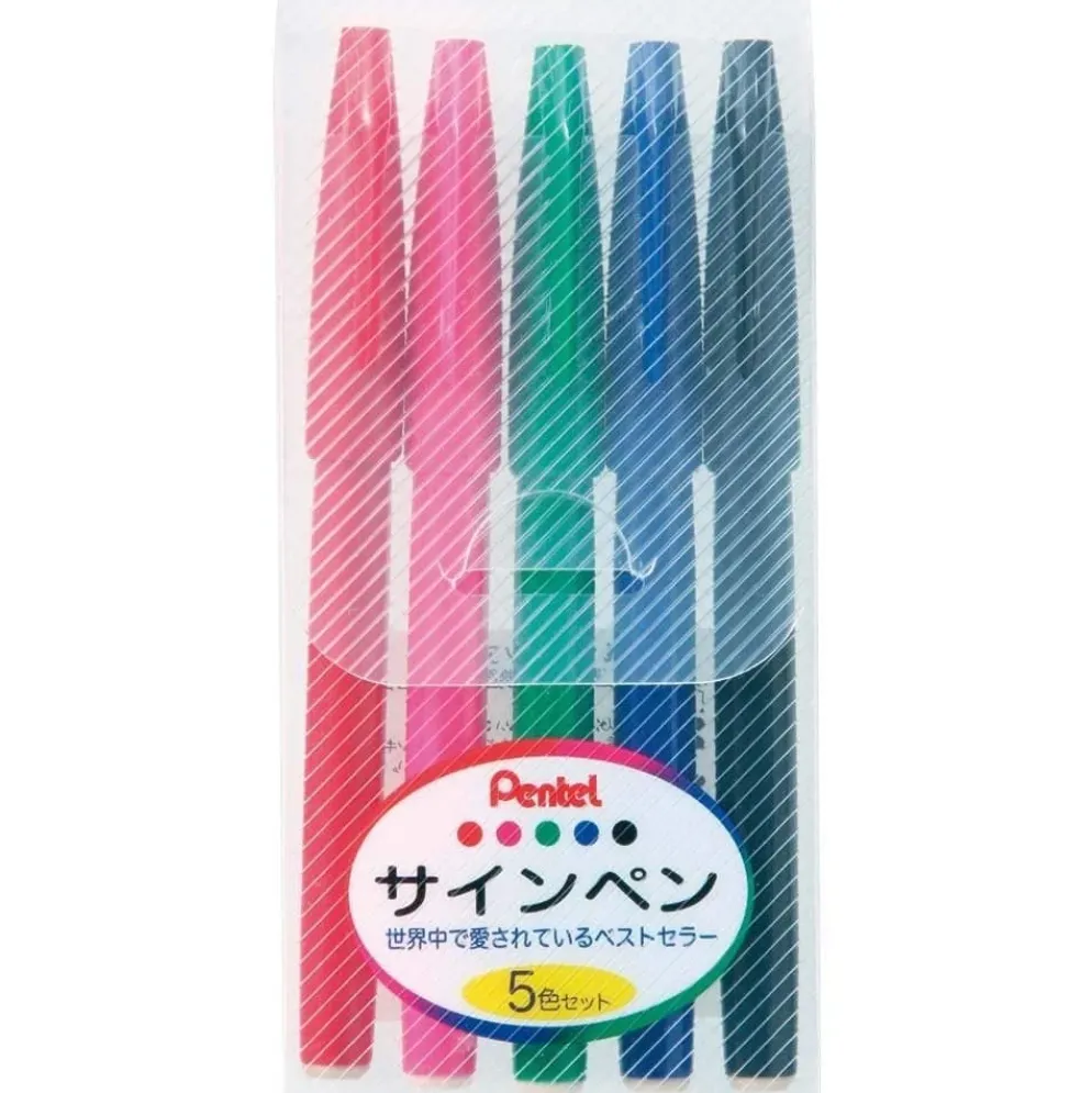 Pentel Sign Pen 5 Colour Pack