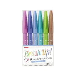 Pentel Touch Brush Sign Pen Pastel Colours [6 pens]