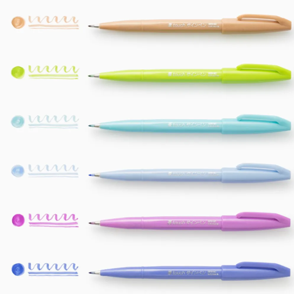 Pentel Touch Brush Sign Pen Pastel Colours