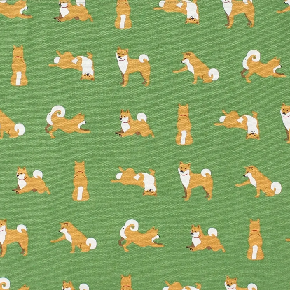 Playful Shiba Parade Cotton Tote Bag - A4 Size