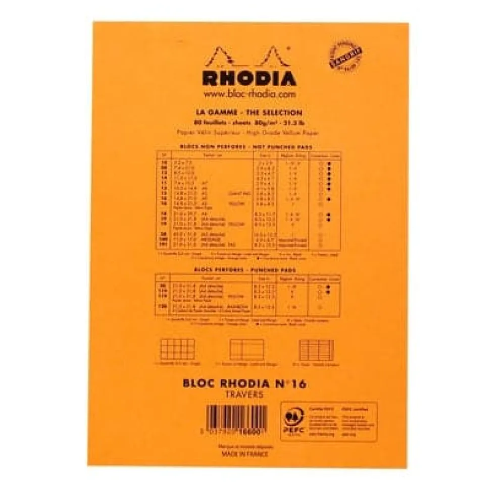 Rhodia No.16 Head Stapled Pad (A5, Lined)