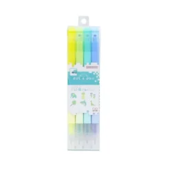 Sun-Star DOT É Pen Square Marker – 4 Piece Pack B, Dual Tip