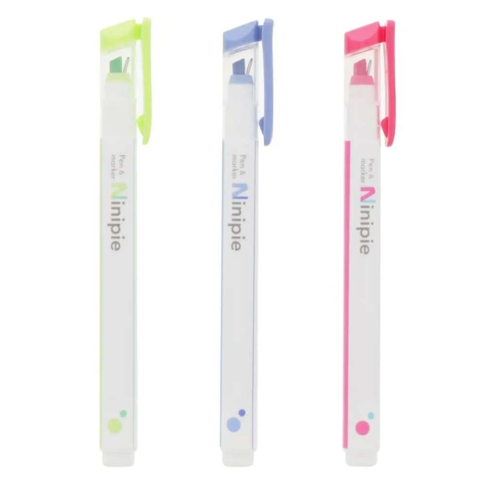 Sun-Star Ninipie 3 Colour Pack – Pastel Highlighter & Fineliner Pen Set