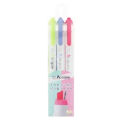 Sun-Star Ninipie 3 Colour Pack – Pastel Highlighter & Fineliner Pen Set