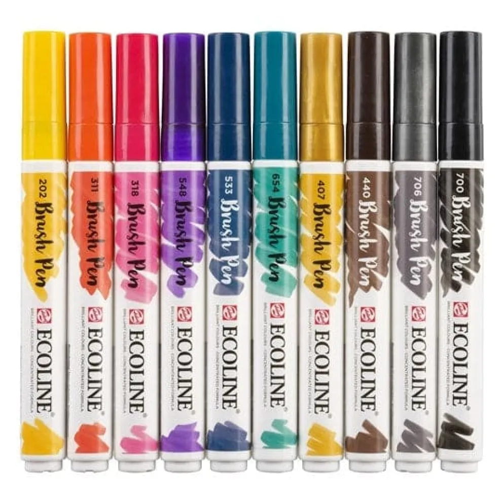 Talens Ecoline Brushpen, Set of 10, Dark