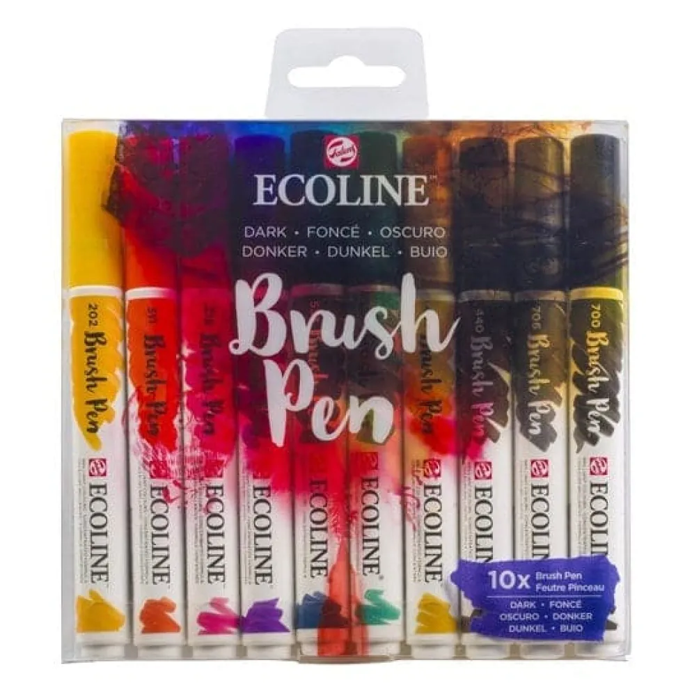 Talens Ecoline Brushpen, Set of 10, Dark