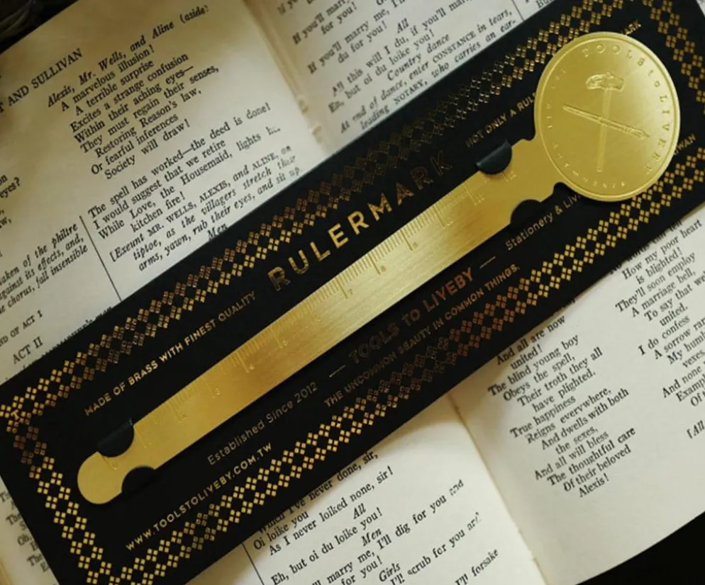 Tools to Live By Brass Rulermark Bookmark & Measuring Tool – 18cm Solid Brass