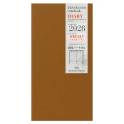 Traveler’s Notebook 2026 Second Half Weekly Vertical Diary – (July to Dec.) Refill