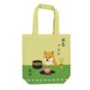 Vibrant Matcha Shiba Inu Cotton Tote Bag [A4 Size]