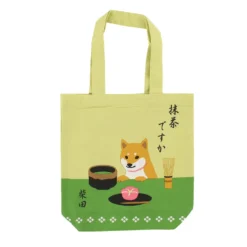 Vibrant Matcha Shiba Inu Cotton Tote Bag [A4 Size]