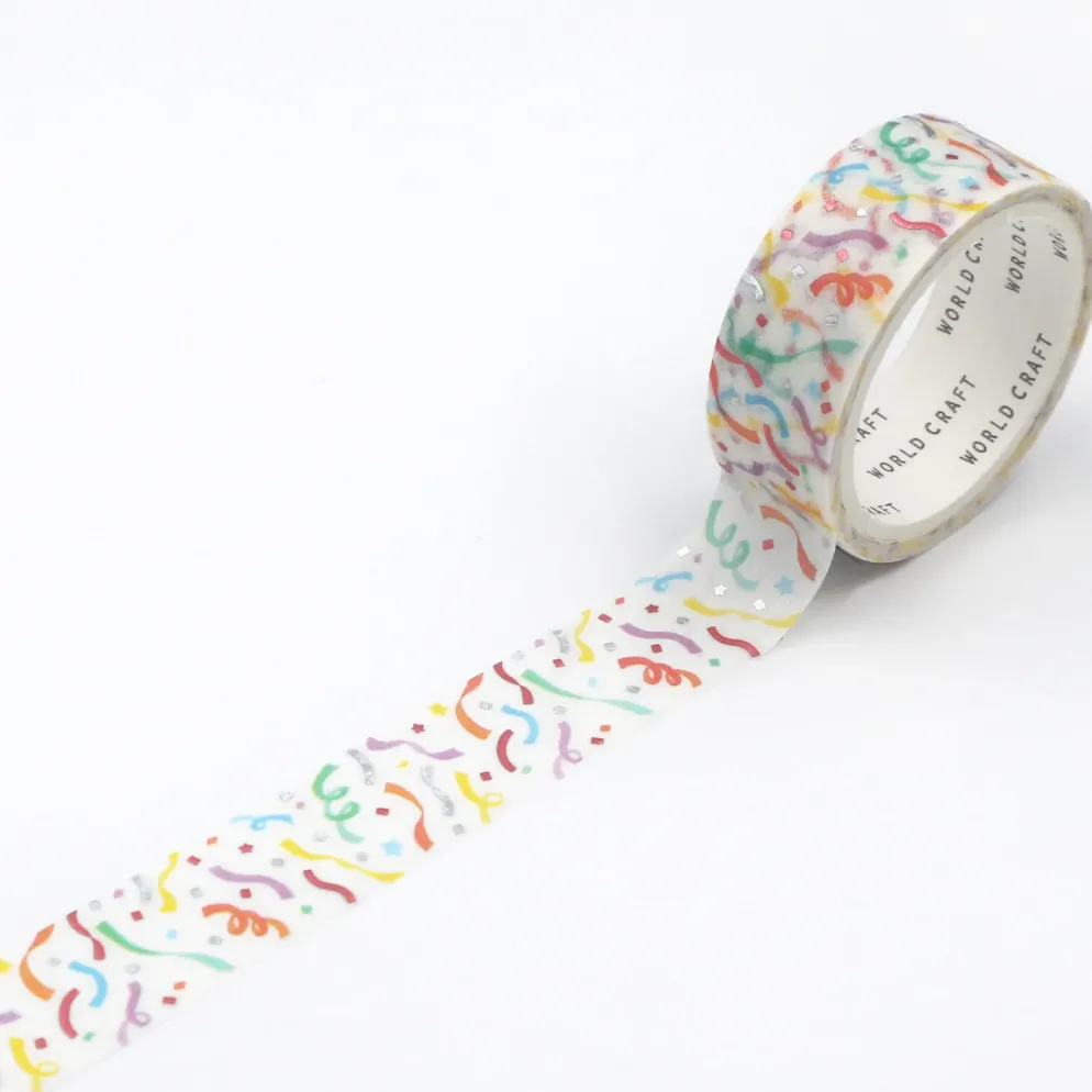 World Craft 15mm Clear Film PET Glitter Tape - Confetti
