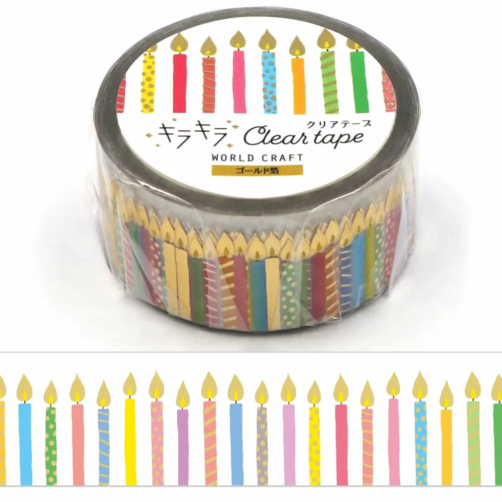 World Craft 20mm Clear Film PET Glitter Tape - Birthday Candles