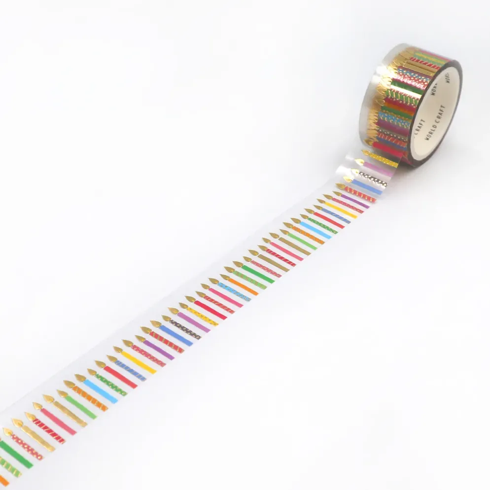 World Craft 20mm Clear Film PET Glitter Tape - Birthday Candles