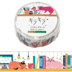 World Craft 15mm Glitter Masking Tape Vol. 2 - Cat Library