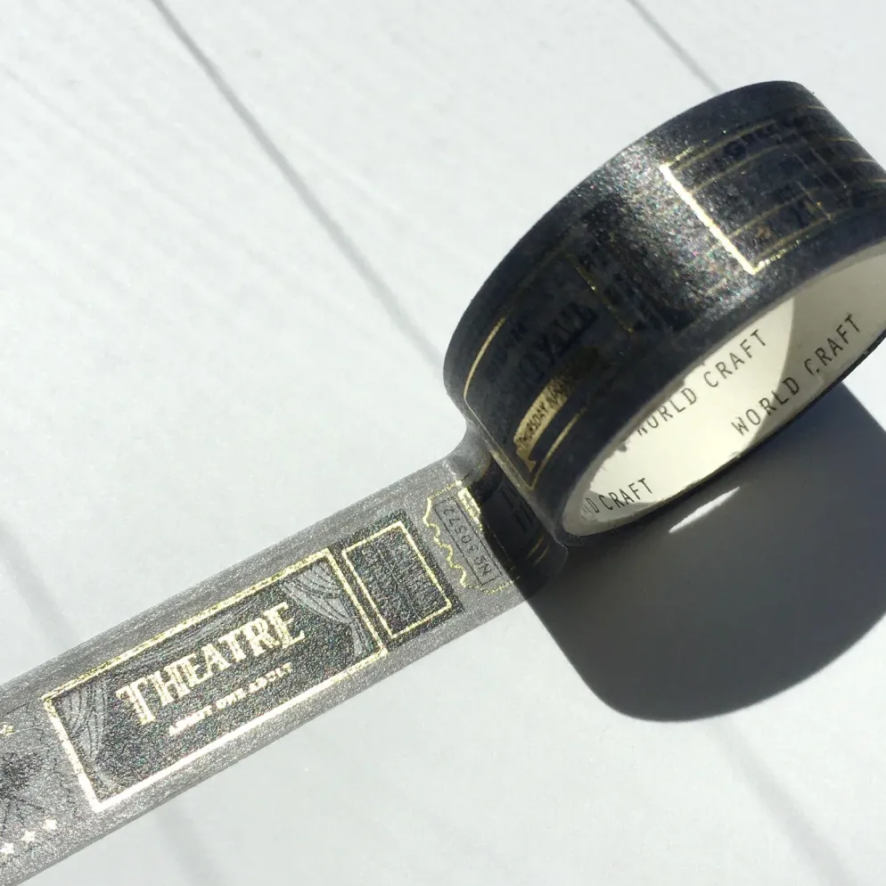 World Craft 15mm Glitter Masking Tape Vol. 2 - Vintage Tickets
