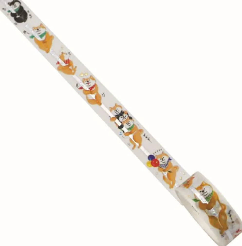 World Craft 15mm Glitter Masking Tape - Climbing Shiba Inu
