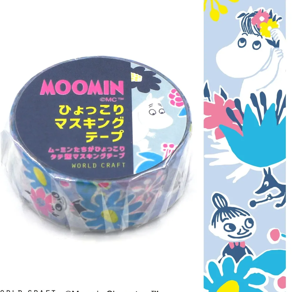 World Craft 15mm Moomin Masking Tape - Flower Blue