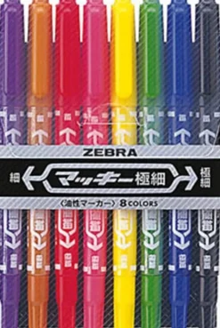 Zebra Mackie Double-Sided Marker Set – 8 Colours