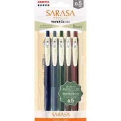 Zebra Sarasa Ballpoint Pen - Vintage Colours, Set of 5