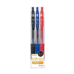 Zebra Sarasa Clip Gel Retractable Pen 0.5mm - 3 pack