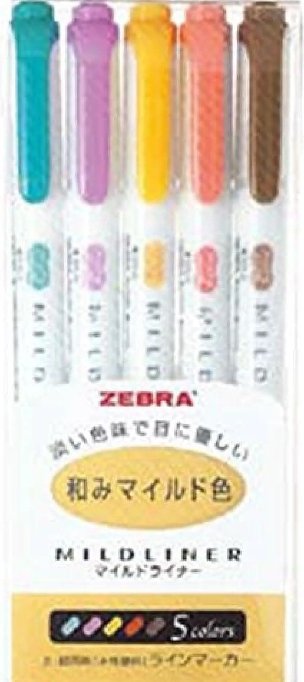 Zebra Mildliner Twin Tip Highlighters - Set of 5